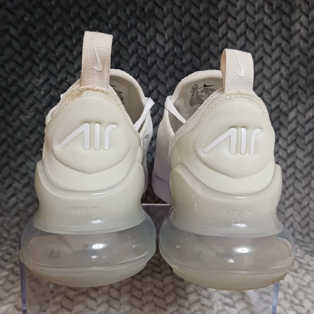 Nike Air Max 270 White Metallic Silver GS Walking Running Shoes Sz 6.5Y Womens 8